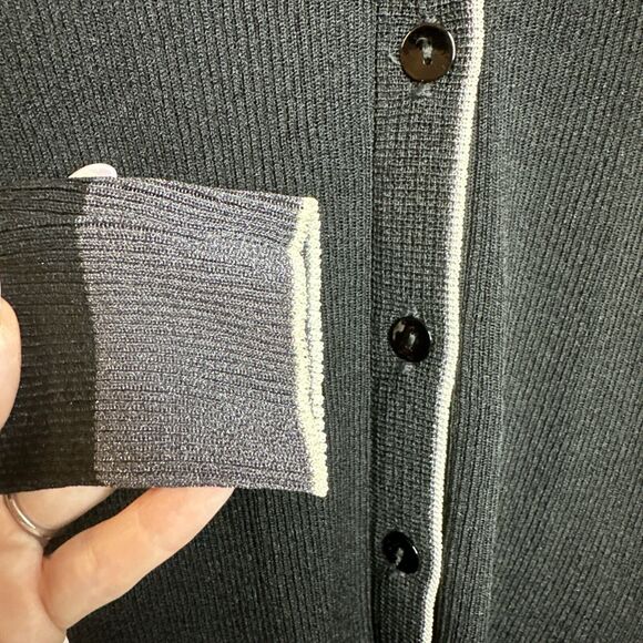 LOVE SEX MONEY Italy VINTAGE 90s Sweater Black Minimalist Stretch Top Sheer M - Picture 7 of 13